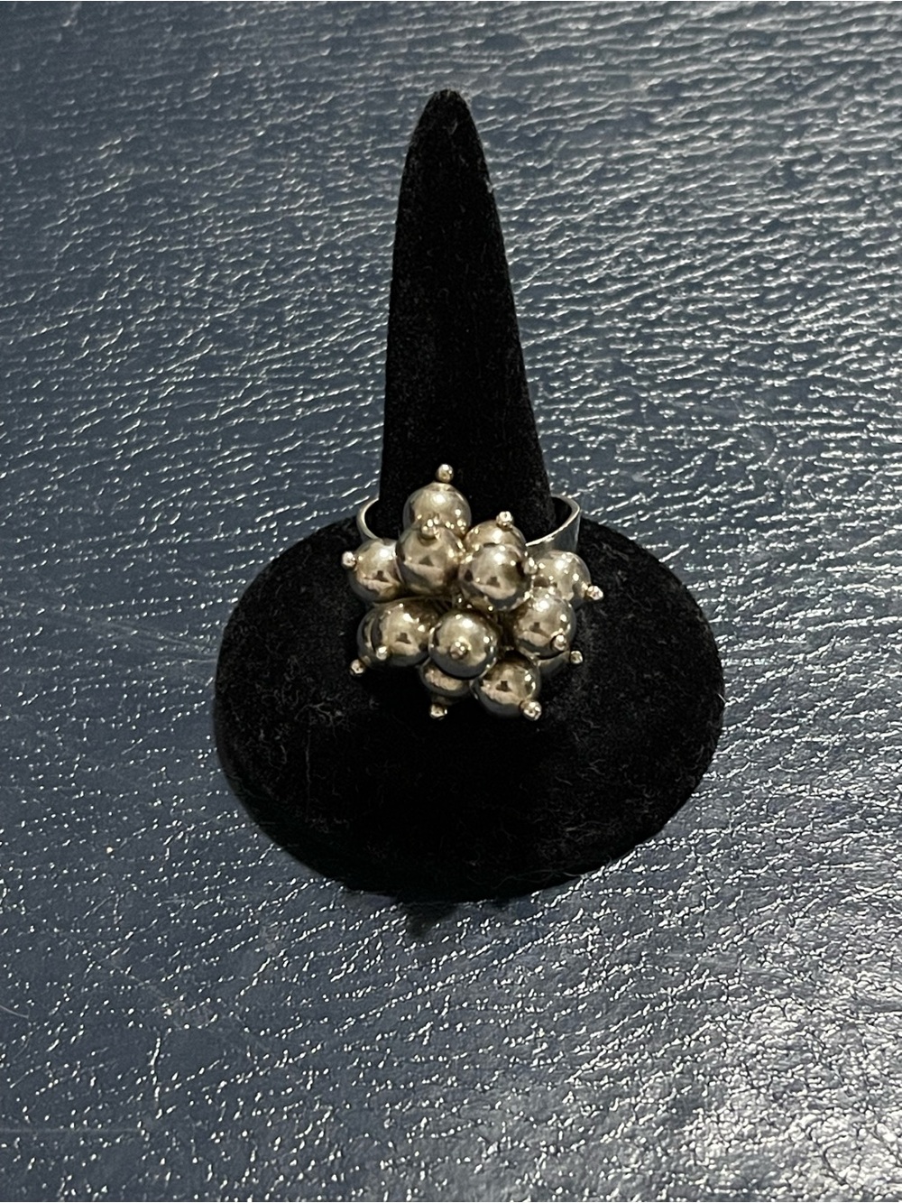 950 High-Purity Silver Cluster Ball Ring – 10g Adjustable Statement Piece